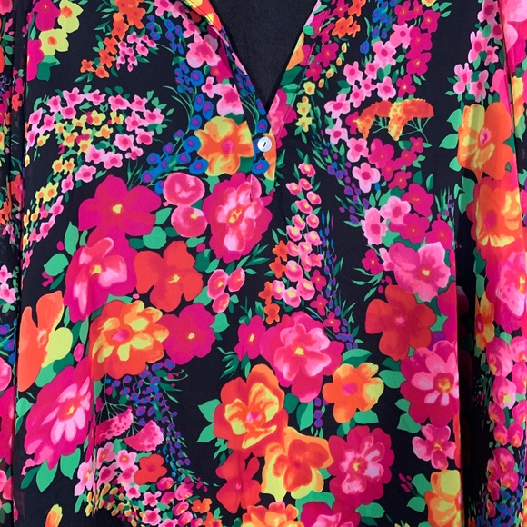 Show Me Your MuMu Floral Tunic Blouse Sz S EUC - Picture 4 of 15